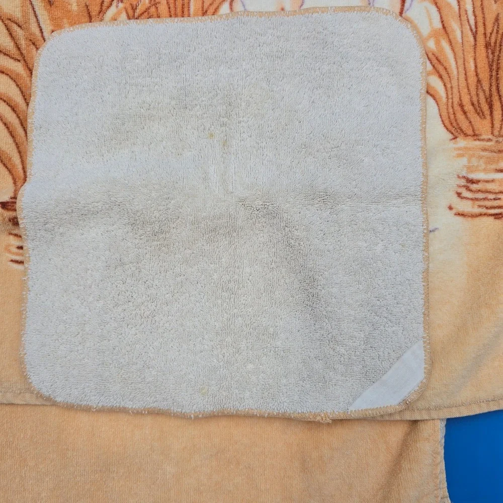 G. Maron Vintage 3pc Velour Towel Set Art Deco Crane 2 Bath Towels Washcloth